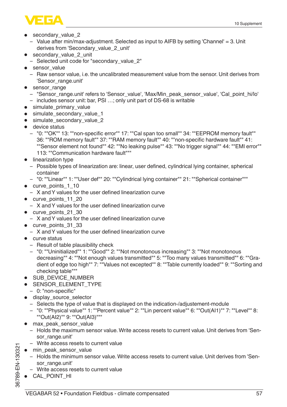 VEGA VEGABAR 52 Foundation Fieldbus - climate compensated User Manual | Page 57 / 76