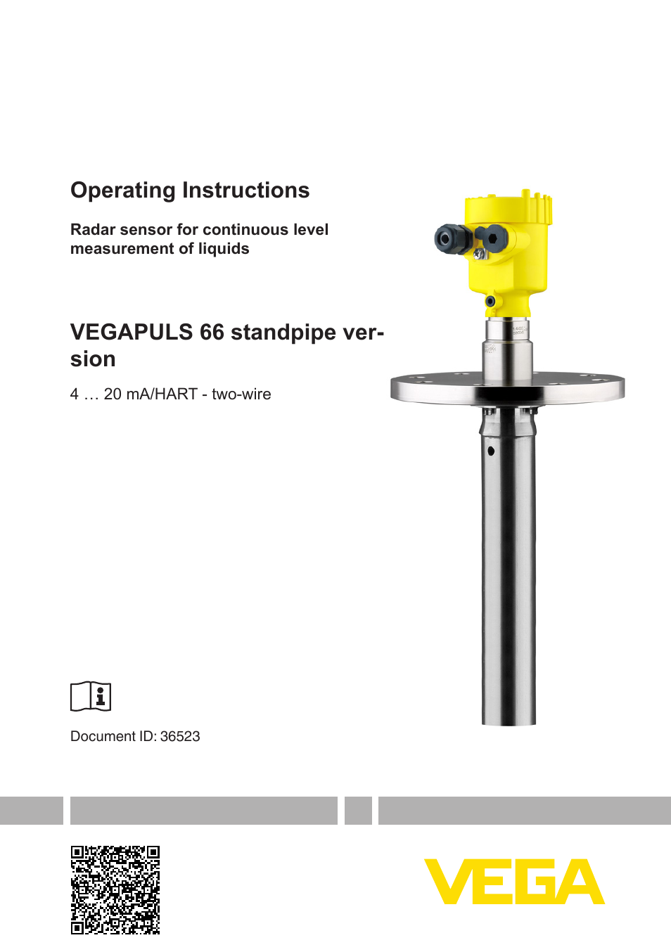 VEGA VEGAPULS 66 (≥ 2.0.0 - ≥ 4.0.0) standpipe ver. 4 … 20 mA_HART - two-wire User Manual | 60 pages