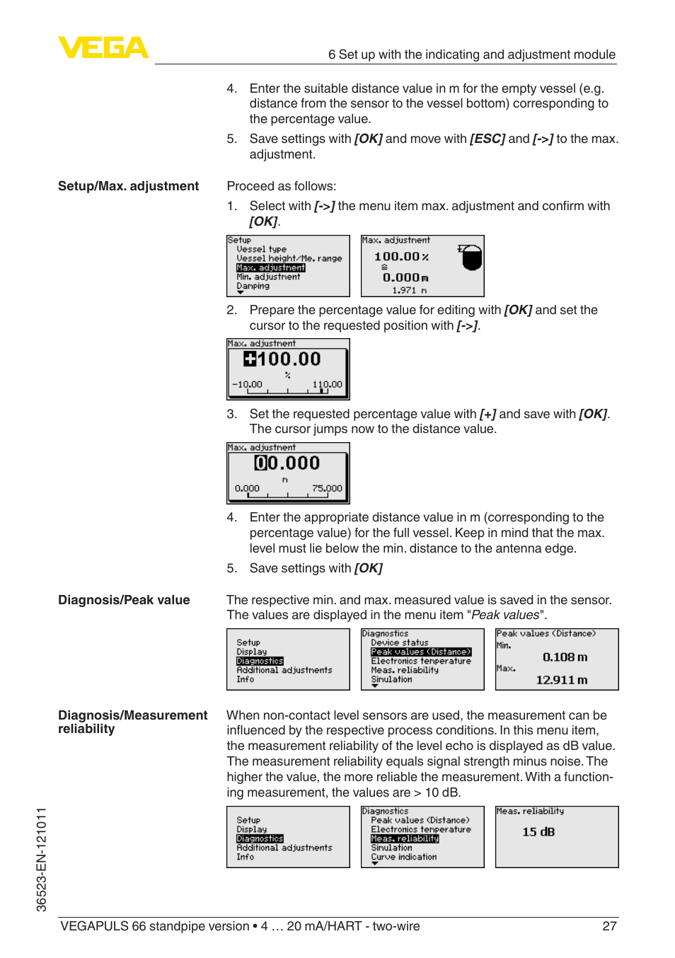 VEGA VEGAPULS 66 (≥ 2.0.0 - ≥ 4.0.0) standpipe ver. 4 … 20 mA_HART - two-wire User Manual | Page 27 / 60