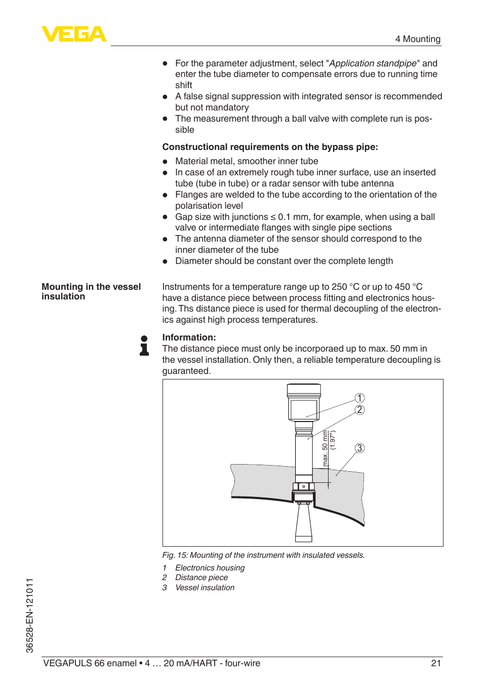 VEGA VEGAPULS 66 (≥ 2.0.0 - ≥ 4.0.0) enamel 4 … 20 mA_HART - four-wire User Manual | Page 21 / 68