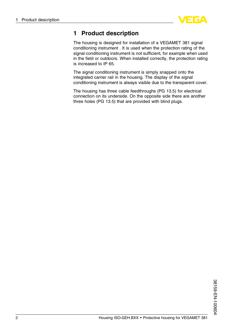 1 product description, 1product description | VEGA Housing ISO-GEH.BXX for VEGAMET 381 User Manual | Page 2 / 8