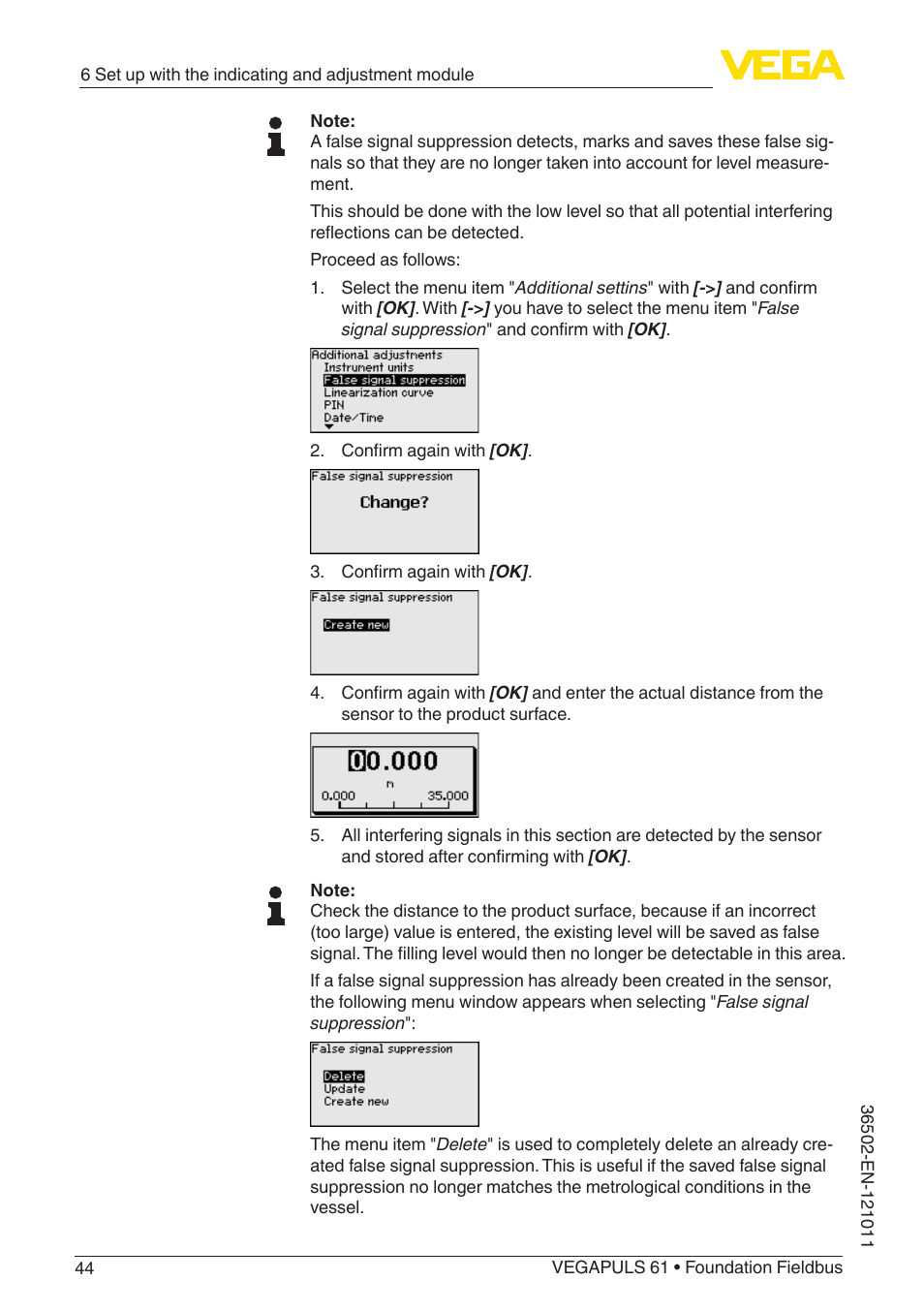 VEGA VEGAPULS 61 (≥ 2.0.0 - ≥ 4.0.0) Foundation Fieldbus User Manual | Page 44 / 88