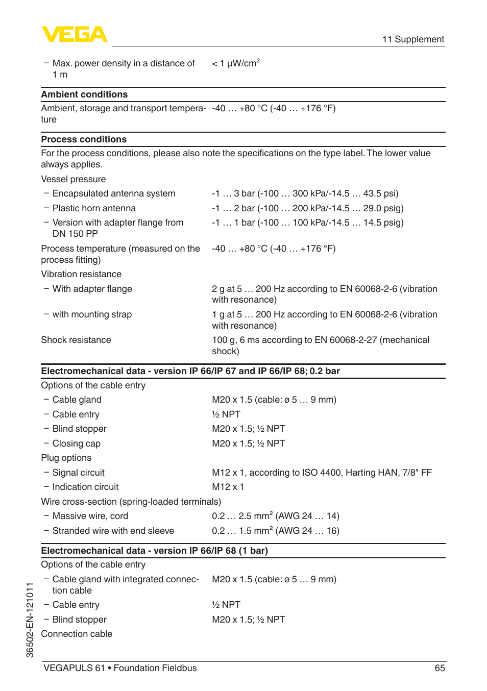 VEGA VEGAPULS 61 (≥ 2.0.0 - ≥ 4.0.0) Foundation Fieldbus User Manual | Page 65 / 88