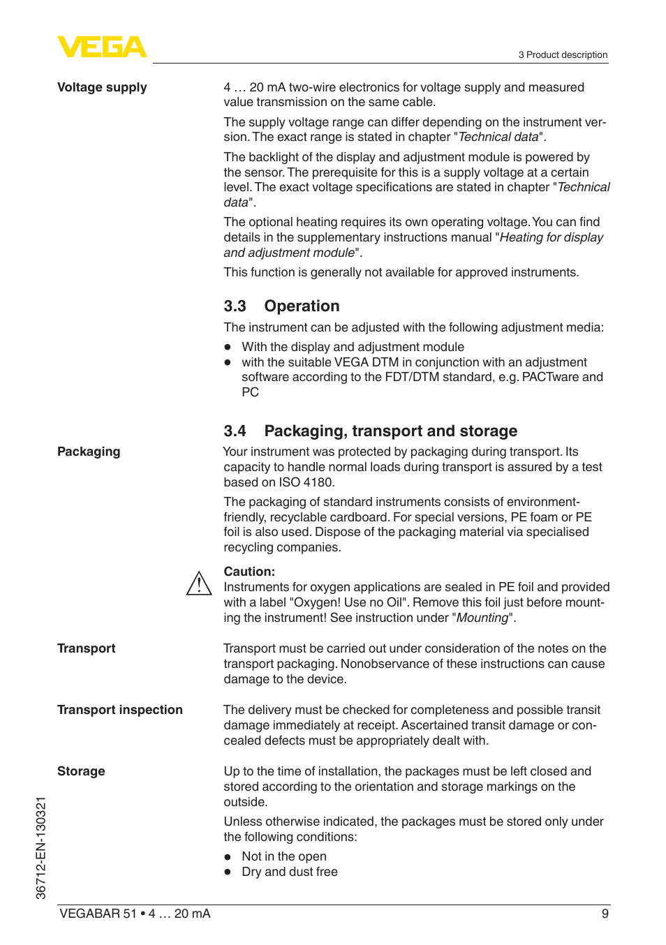 VEGA VEGABAR 51 4 … 20 mA User Manual | Page 9 / 64