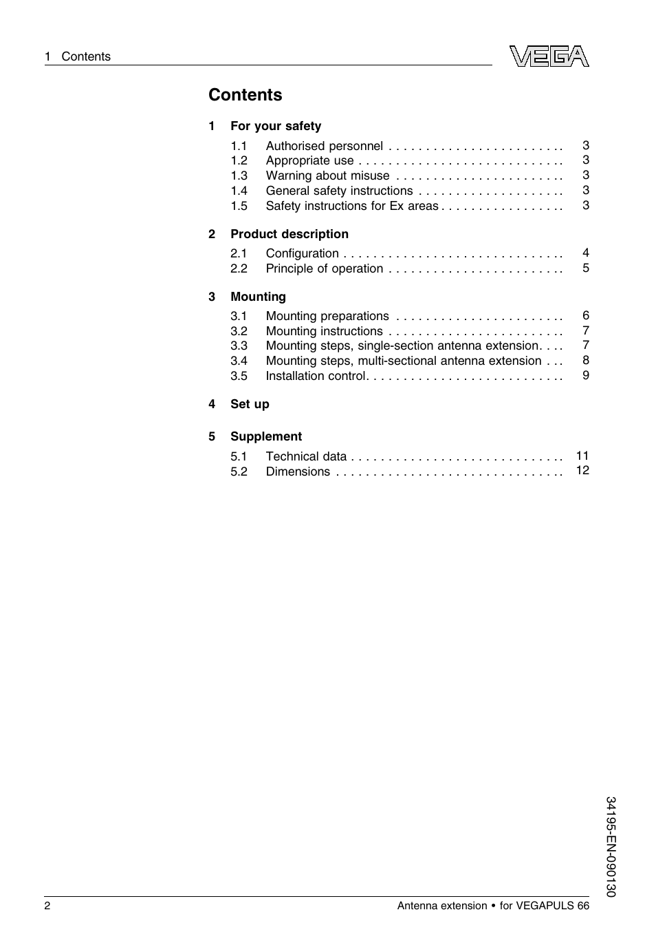 VEGA VEGAPULS 66 Antenna extension User Manual | Page 2 / 20