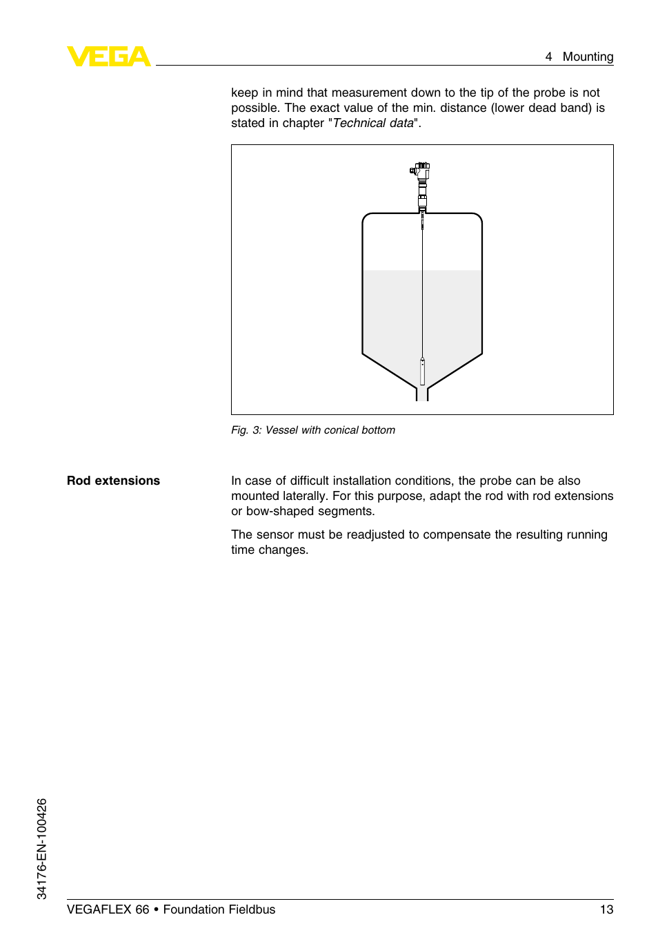 VEGA VEGAFLEX 66 (-200…+400°C) Foundation Fieldbus User Manual | Page 13 / 68