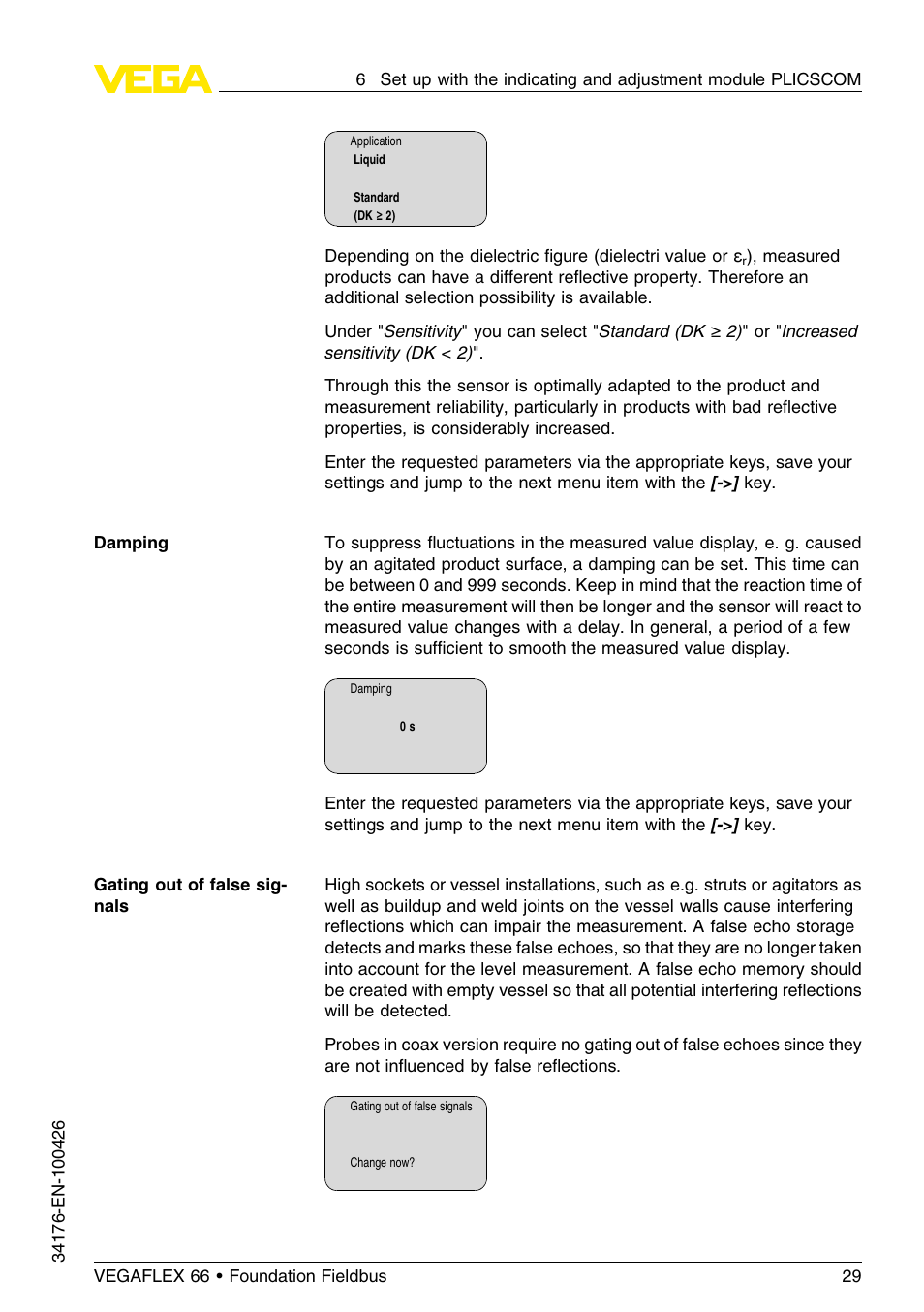 VEGA VEGAFLEX 66 (-200…+400°C) Foundation Fieldbus User Manual | Page 29 / 68