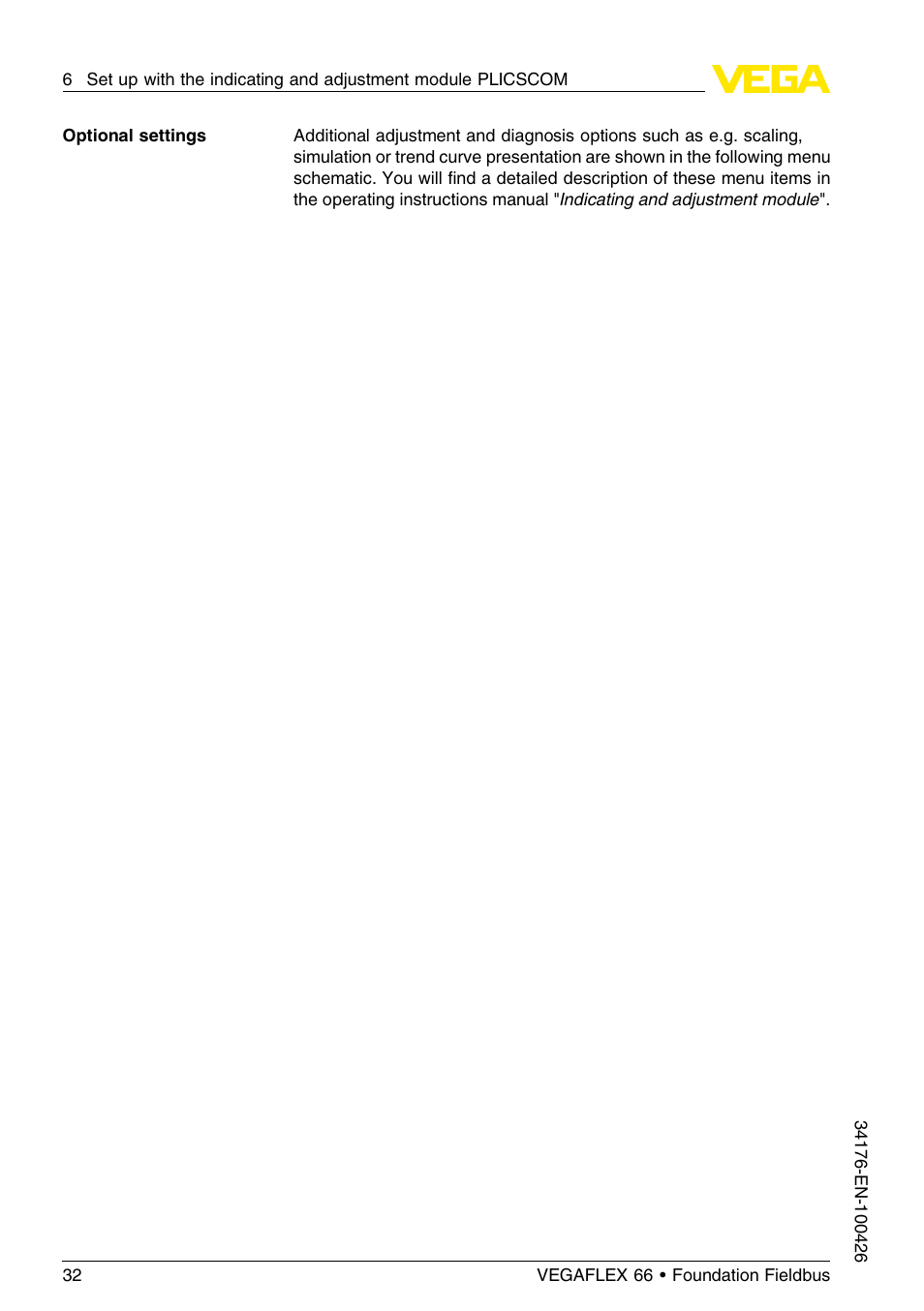 VEGA VEGAFLEX 66 (-200…+400°C) Foundation Fieldbus User Manual | Page 32 / 68