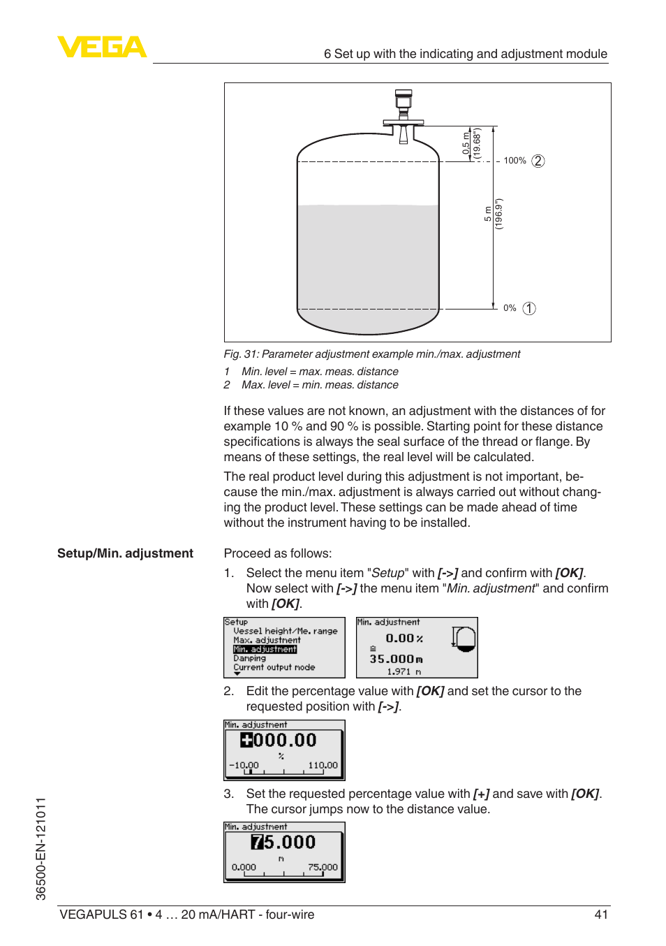 VEGA VEGAPULS 61 (≥ 2.0.0 - ≥ 4.0.0) 4 … 20 mA_HART - four-wire User Manual | Page 41 / 76