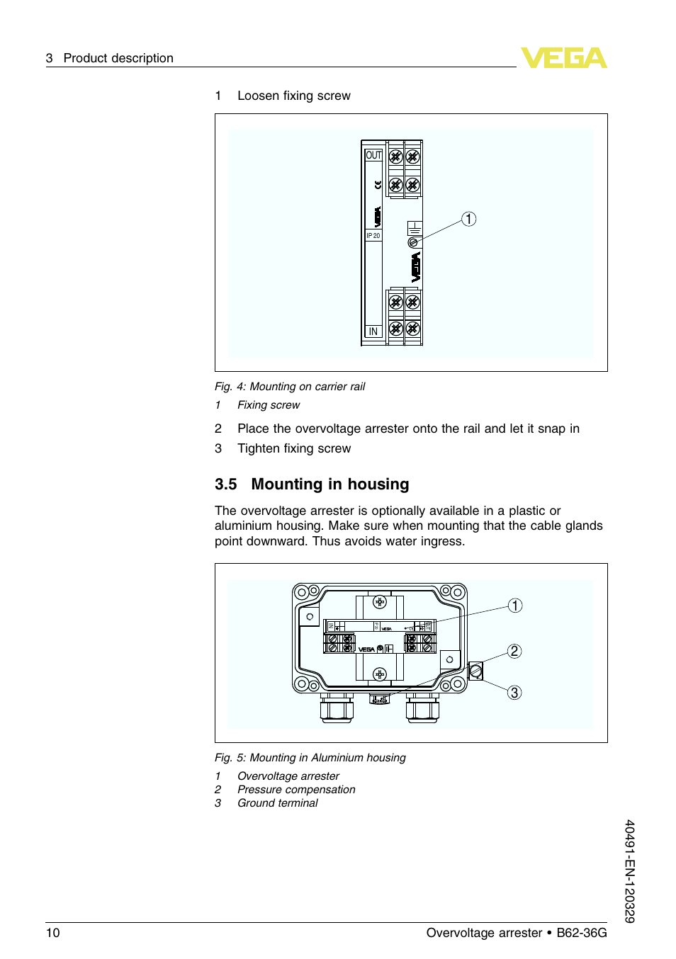 5 mounting in housing | VEGA B62-36G User Manual | Page 10 / 20