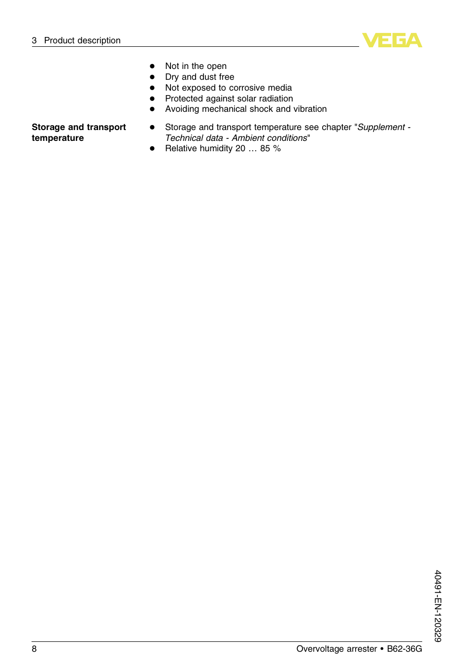 VEGA B62-36G User Manual | Page 8 / 20