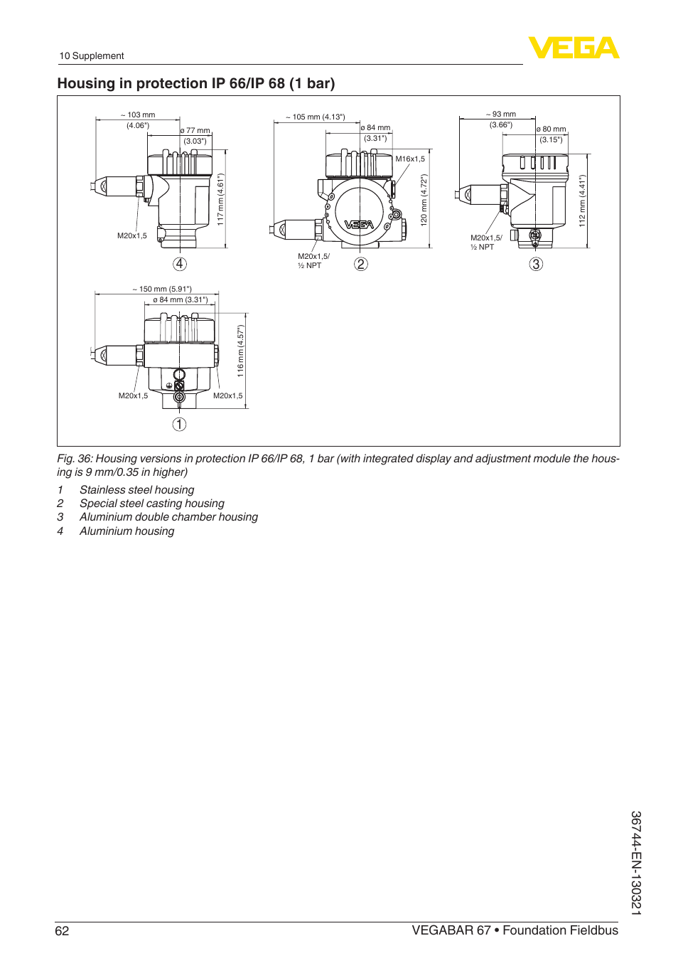 VEGA VEGABAR 67 Foundation Fieldbus User Manual | Page 62 / 72