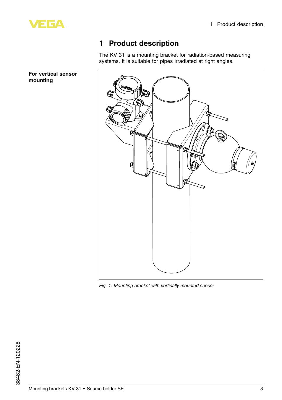 1 product description, 1product description | VEGA KV 31 Mounting brackets For tubes with ø 50…200 mm (Vertical sensor mounting) User Manual | Page 3 / 12