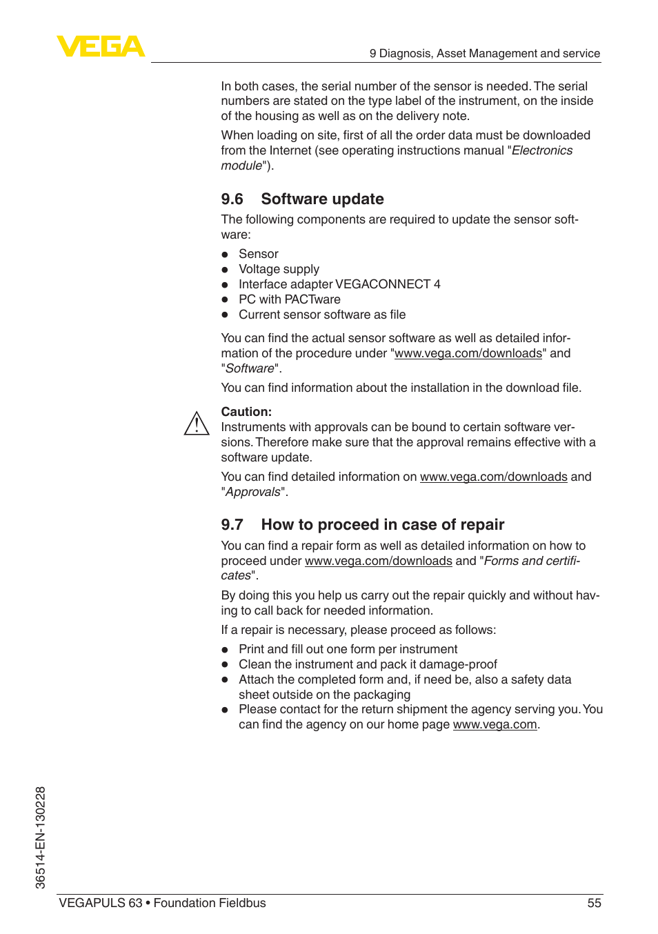 VEGA VEGAPULS 63 (≥ 2.0.0 - ≥ 4.0.0) Foundation Fieldbus User Manual | Page 55 / 84