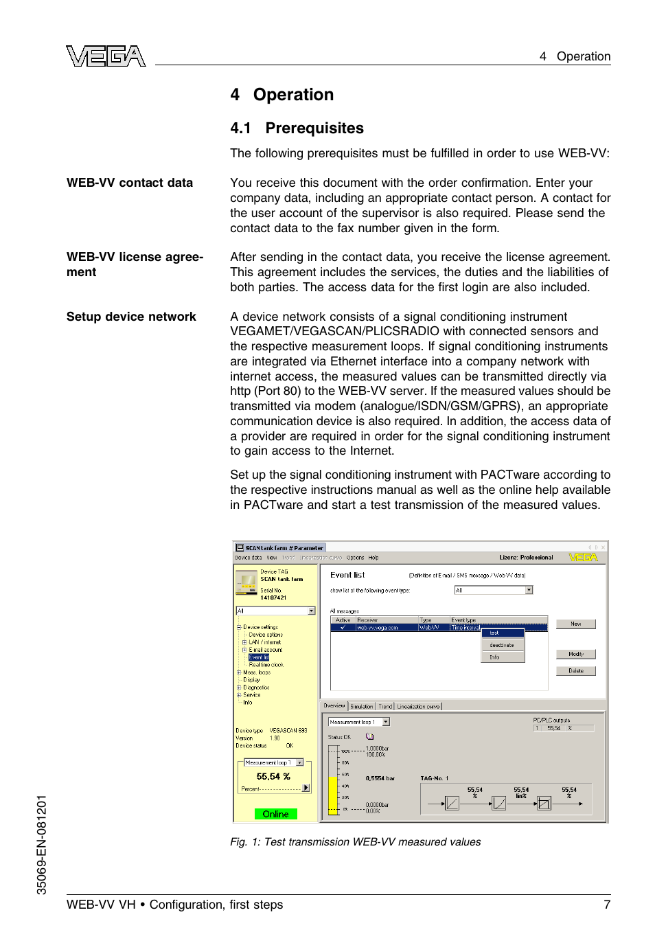0 operation, 1 prerequisites, 4operation | VEGA WEB-VV VH User Manual | Page 7 / 24