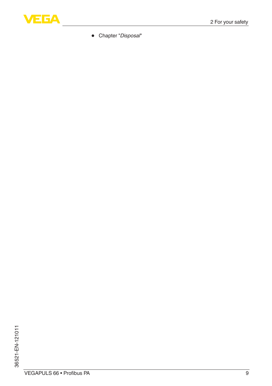 VEGA VEGAPULS 66 (≥ 2.0.0 - ≥ 4.0.0) Profibus PA User Manual | Page 9 / 80