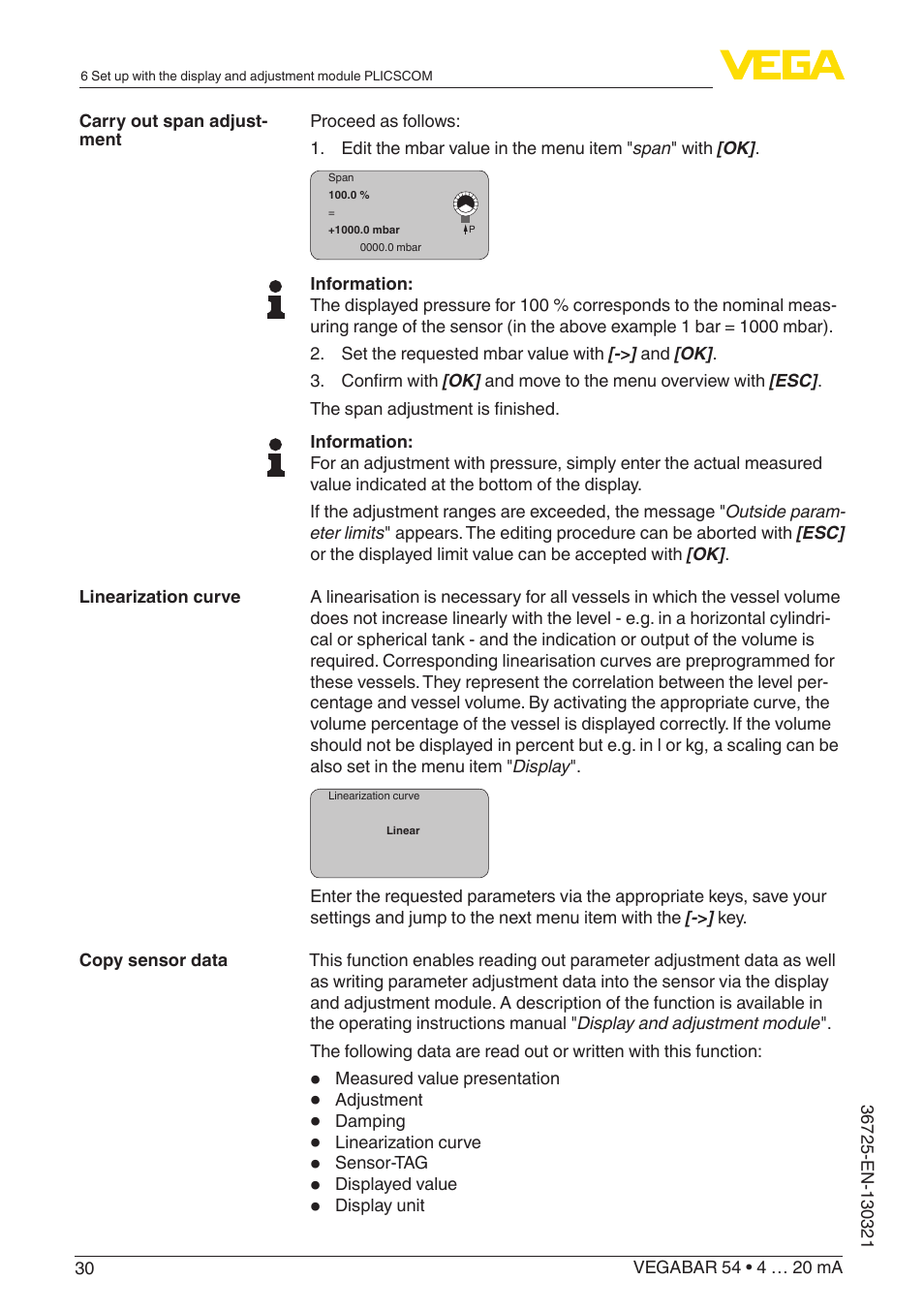 VEGA VEGABAR 54 4 … 20 mA User Manual | Page 30 / 76