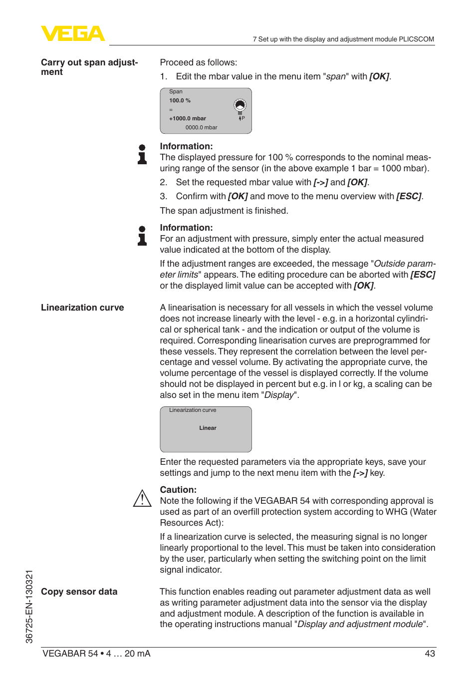 VEGA VEGABAR 54 4 … 20 mA User Manual | Page 43 / 76