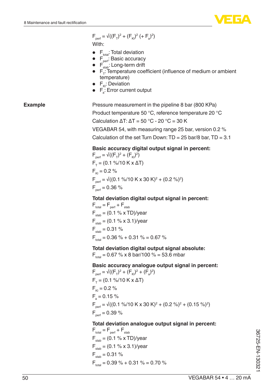 VEGA VEGABAR 54 4 … 20 mA User Manual | Page 50 / 76