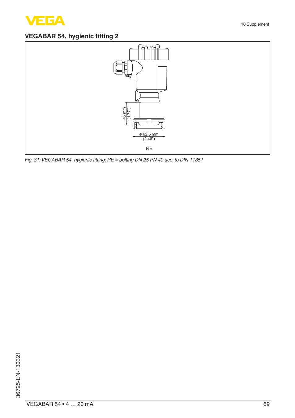 Vegabar 54, hygienic fitting 2 | VEGA VEGABAR 54 4 … 20 mA User Manual | Page 69 / 76