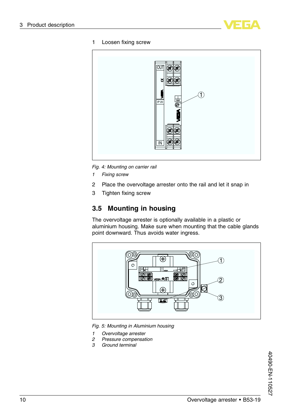 5 mounting in housing | VEGA B53-19 User Manual | Page 10 / 20