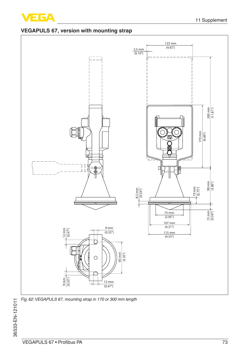 Vegapuls 67, version with mounting strap | VEGA VEGAPULS 67 (≥ 2.0.0 - ≥ 4.0.0) Profibus PA User Manual | Page 73 / 80
