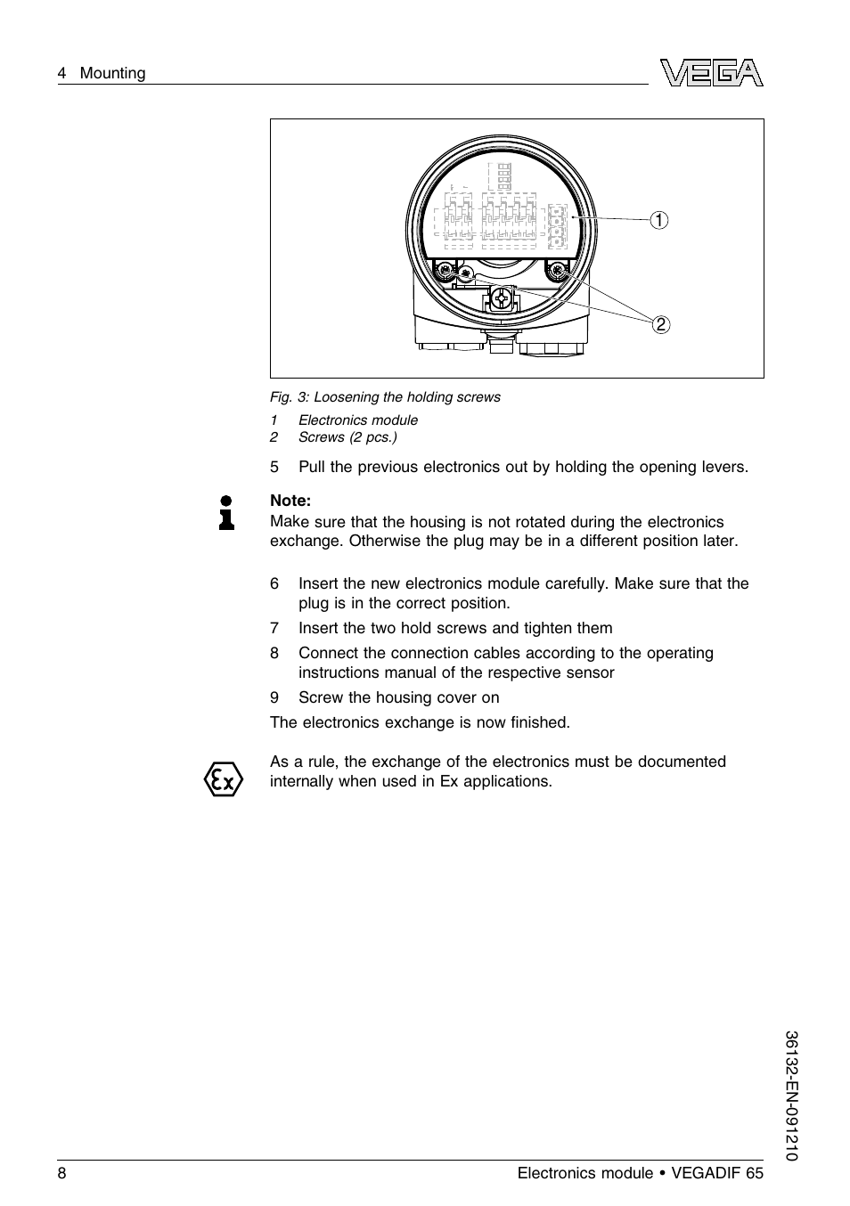 VEGA VEGADIF 65 Electronics module User Manual | Page 8 / 16