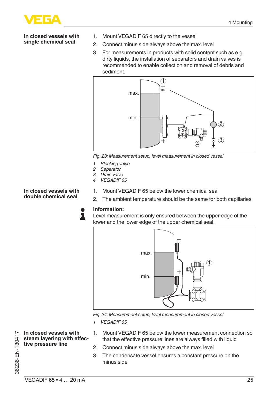 VEGA VEGADIF 65 4 … 20 mA User Manual | Page 25 / 88