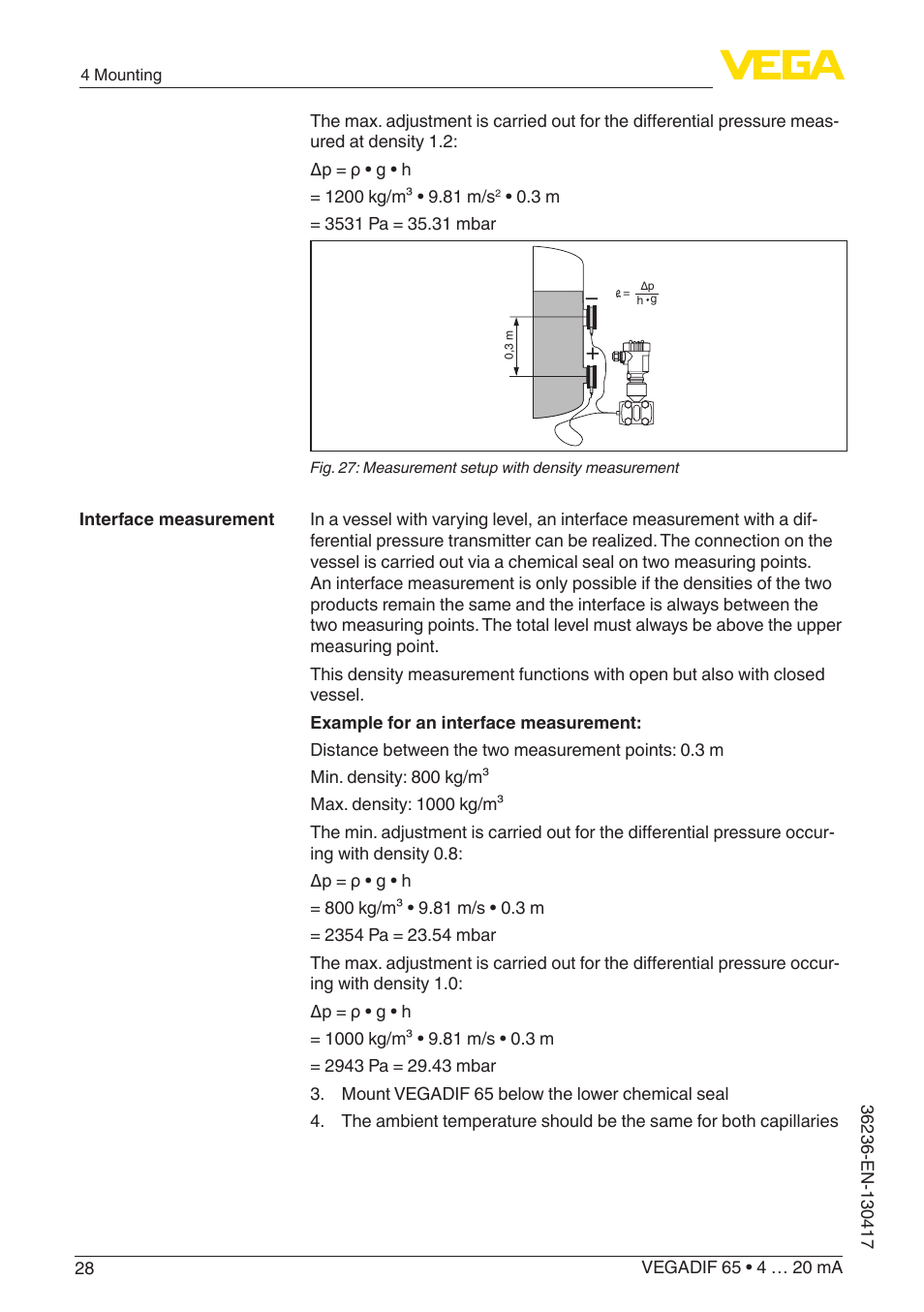 VEGA VEGADIF 65 4 … 20 mA User Manual | Page 28 / 88