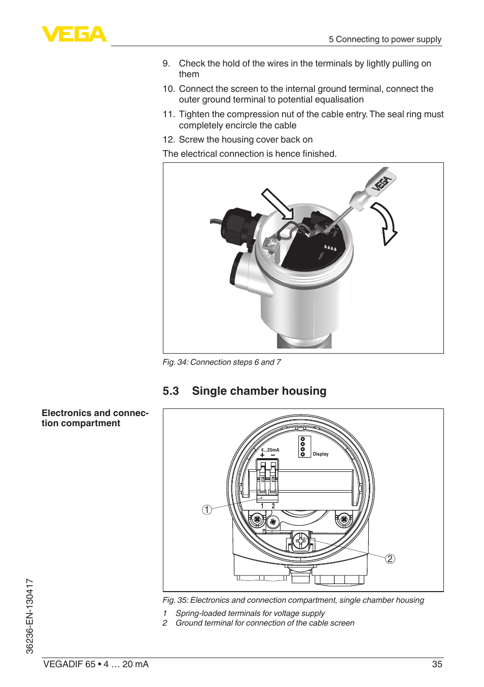 3 single chamber housing | VEGA VEGADIF 65 4 … 20 mA User Manual | Page 35 / 88