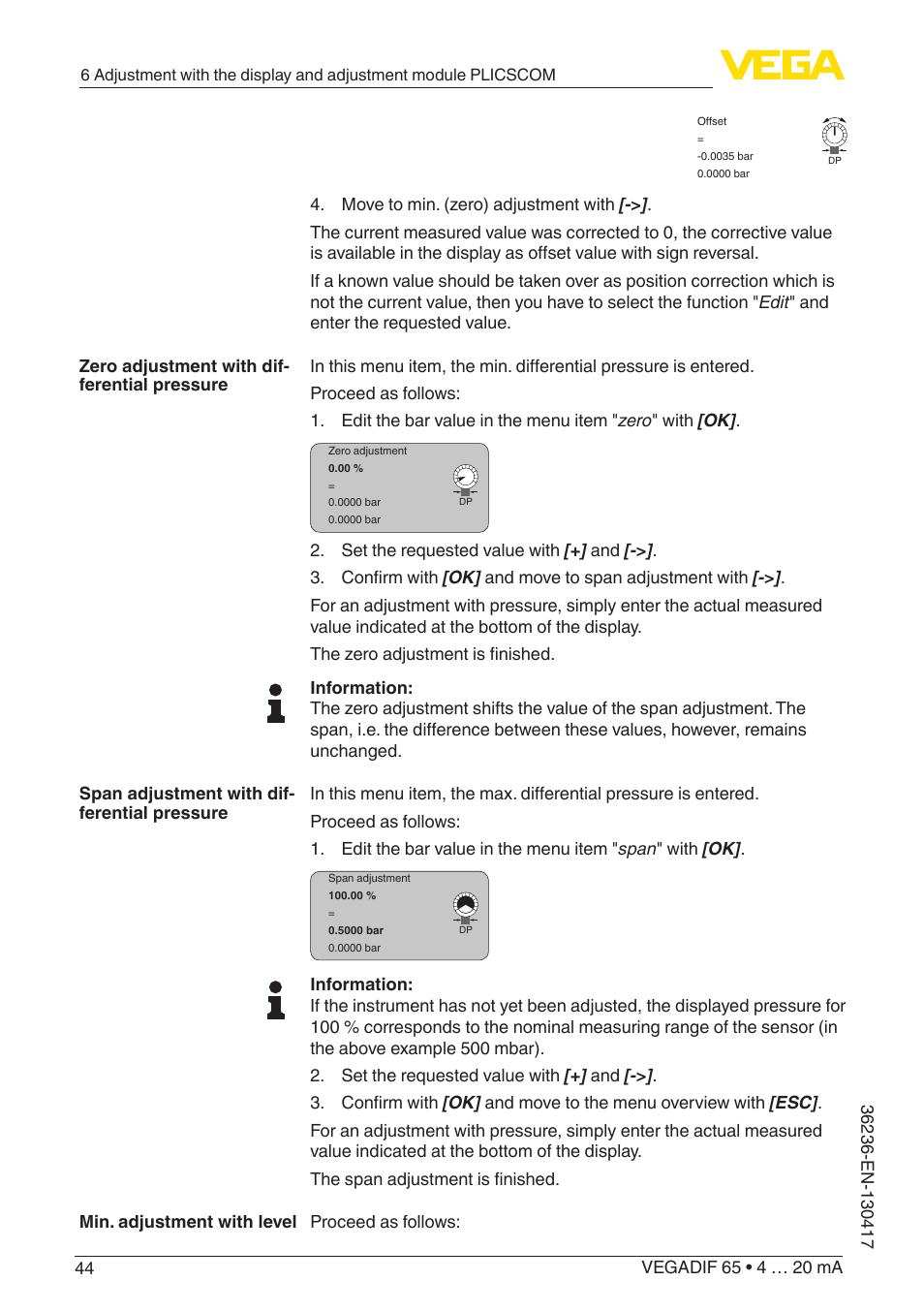 VEGA VEGADIF 65 4 … 20 mA User Manual | Page 44 / 88