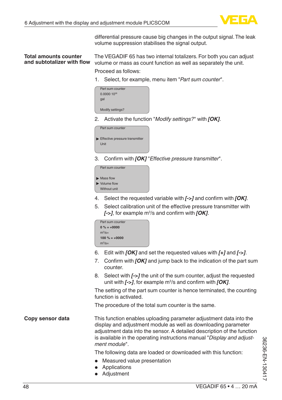 VEGA VEGADIF 65 4 … 20 mA User Manual | Page 48 / 88