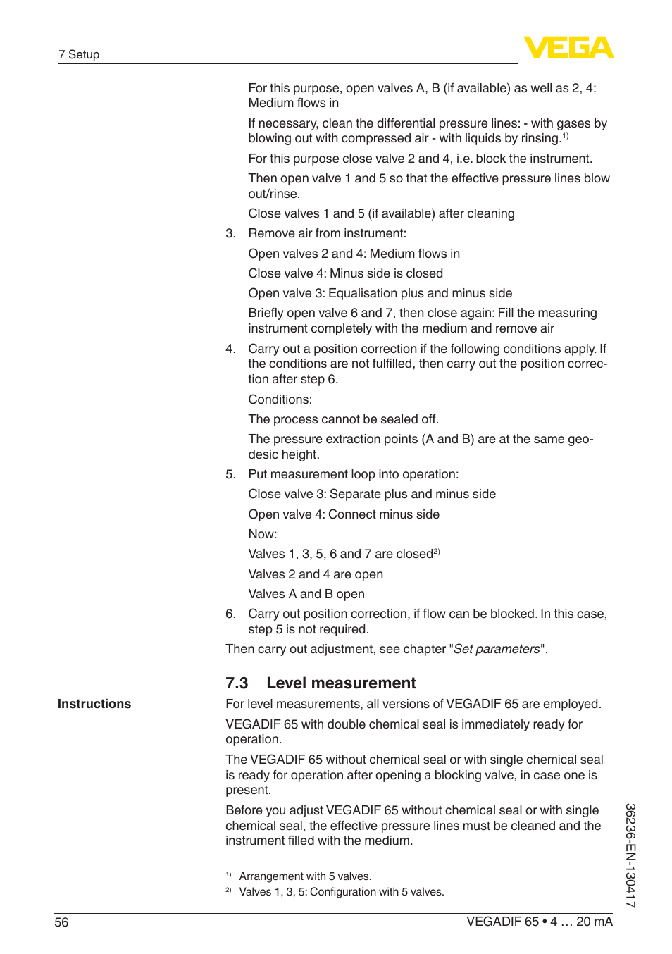 3 level measurement | VEGA VEGADIF 65 4 … 20 mA User Manual | Page 56 / 88
