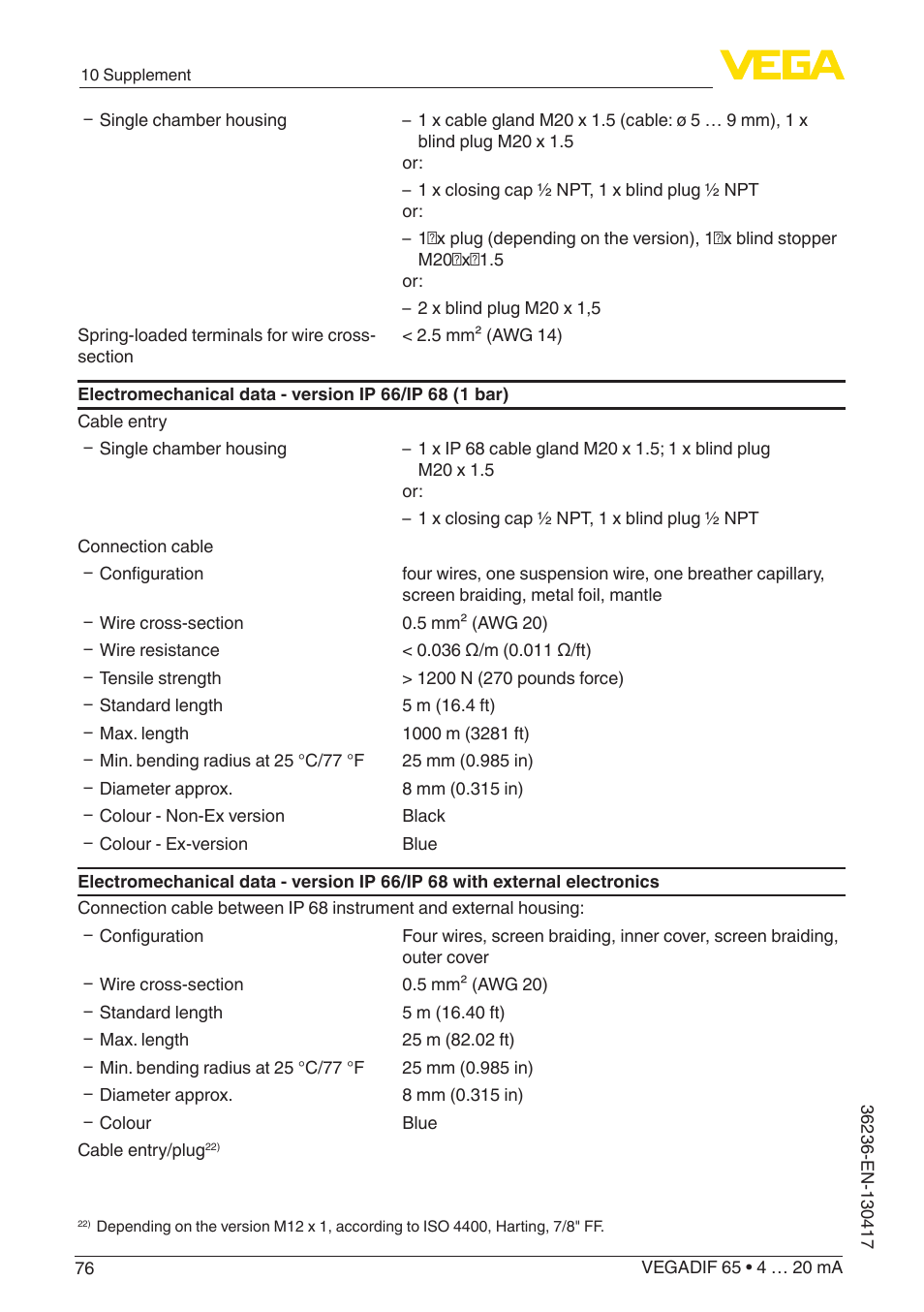 VEGA VEGADIF 65 4 … 20 mA User Manual | Page 76 / 88