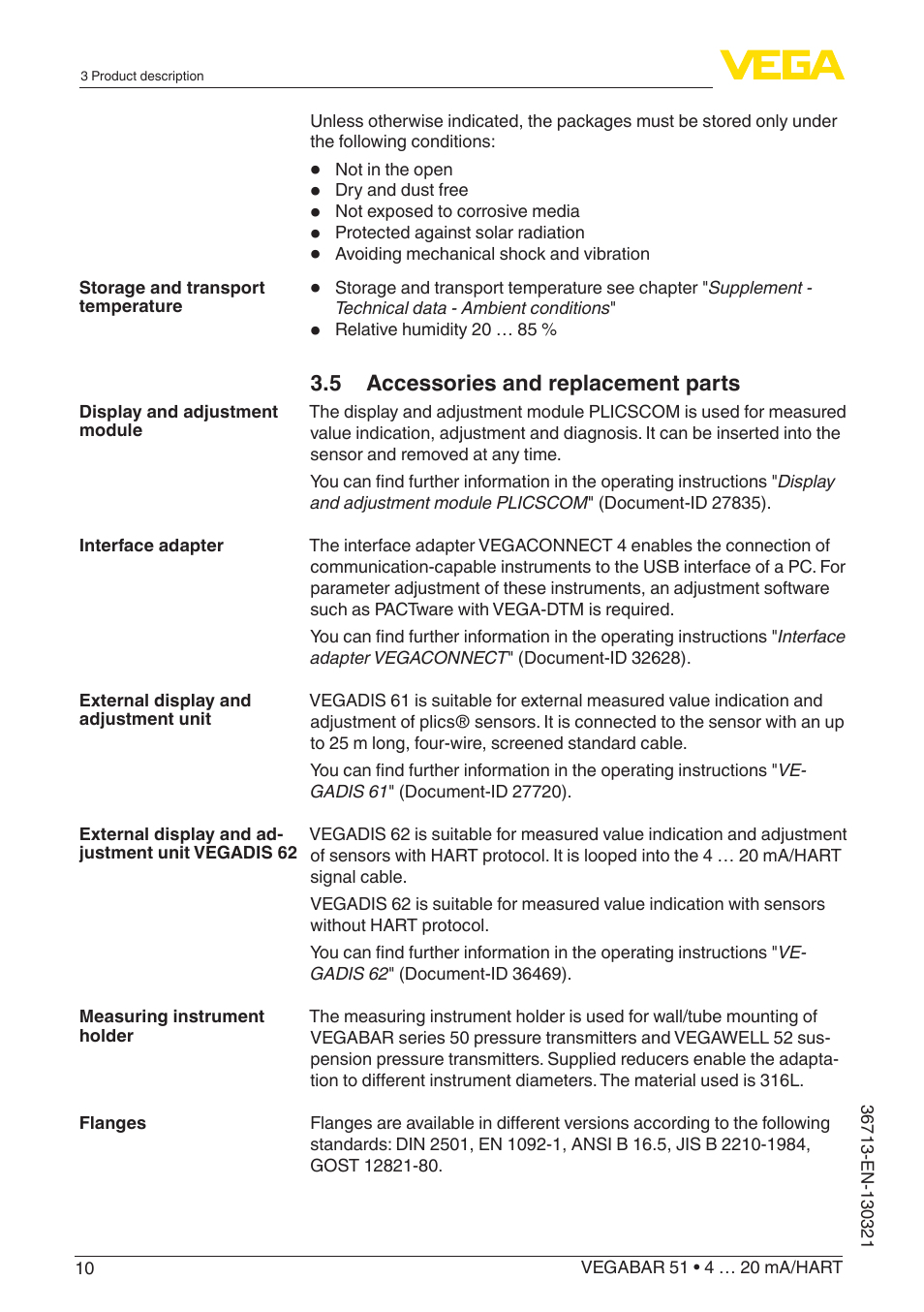 VEGA VEGABAR 51 4 … 20 mA_HART User Manual | Page 10 / 76