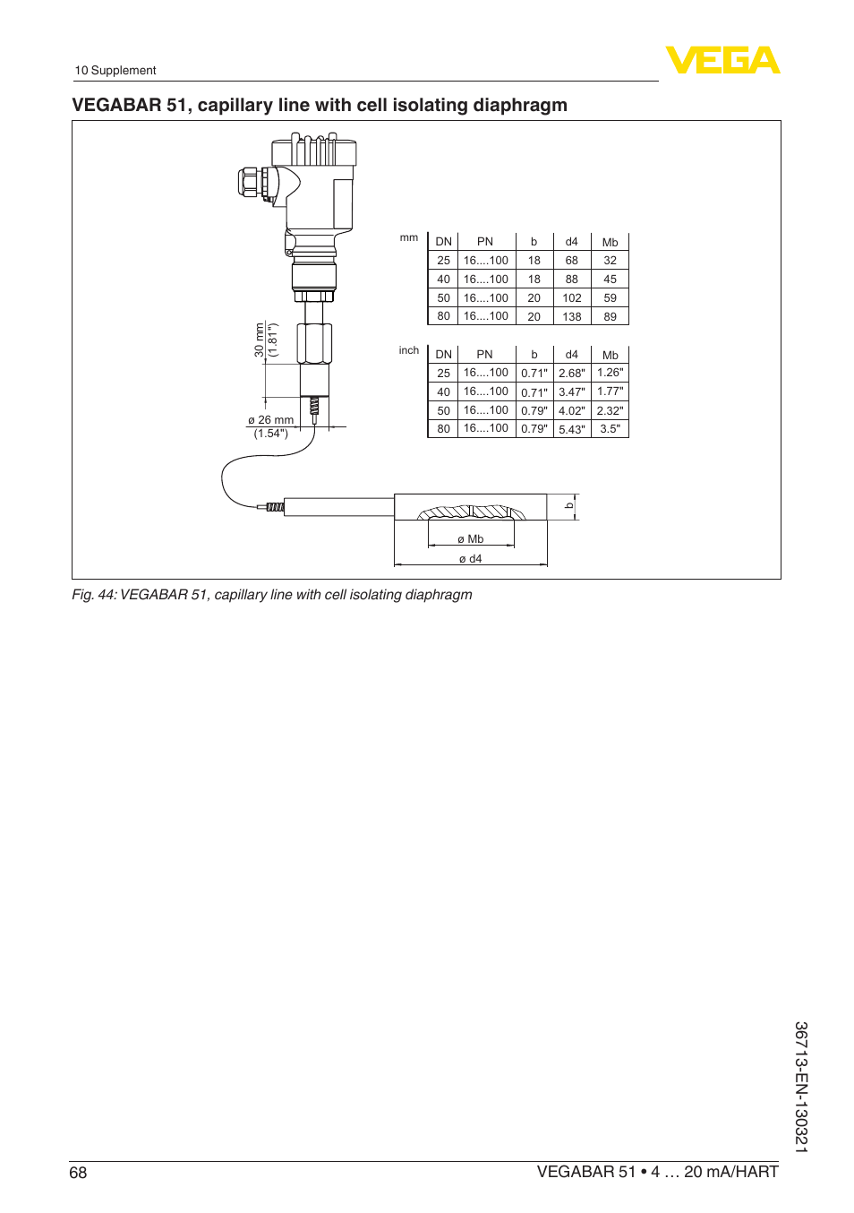VEGA VEGABAR 51 4 … 20 mA_HART User Manual | Page 68 / 76