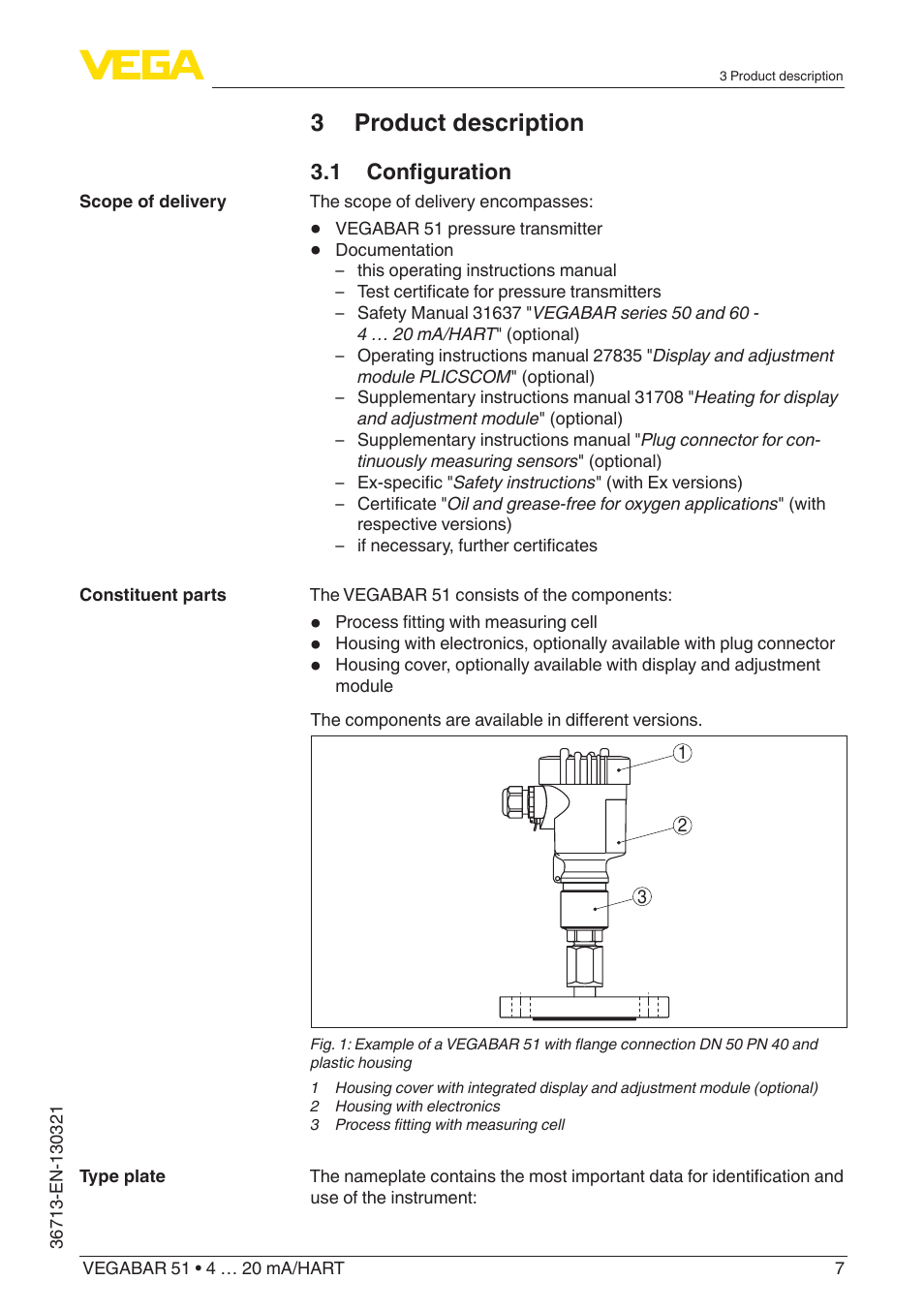 3 product description | VEGA VEGABAR 51 4 … 20 mA_HART User Manual | Page 7 / 76