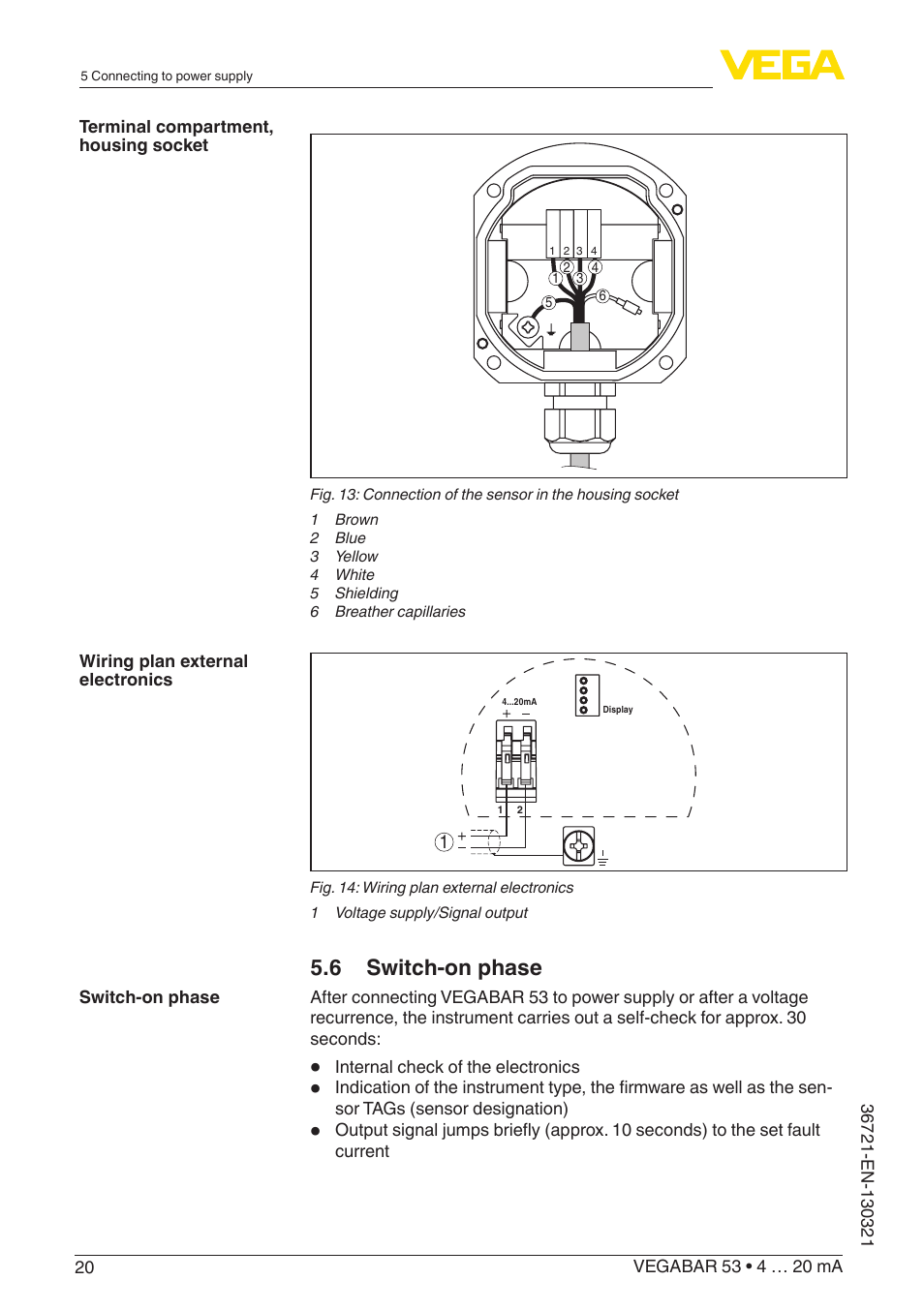 6 switch-on phase | VEGA VEGABAR 53 4 … 20 mA User Manual | Page 20 / 60
