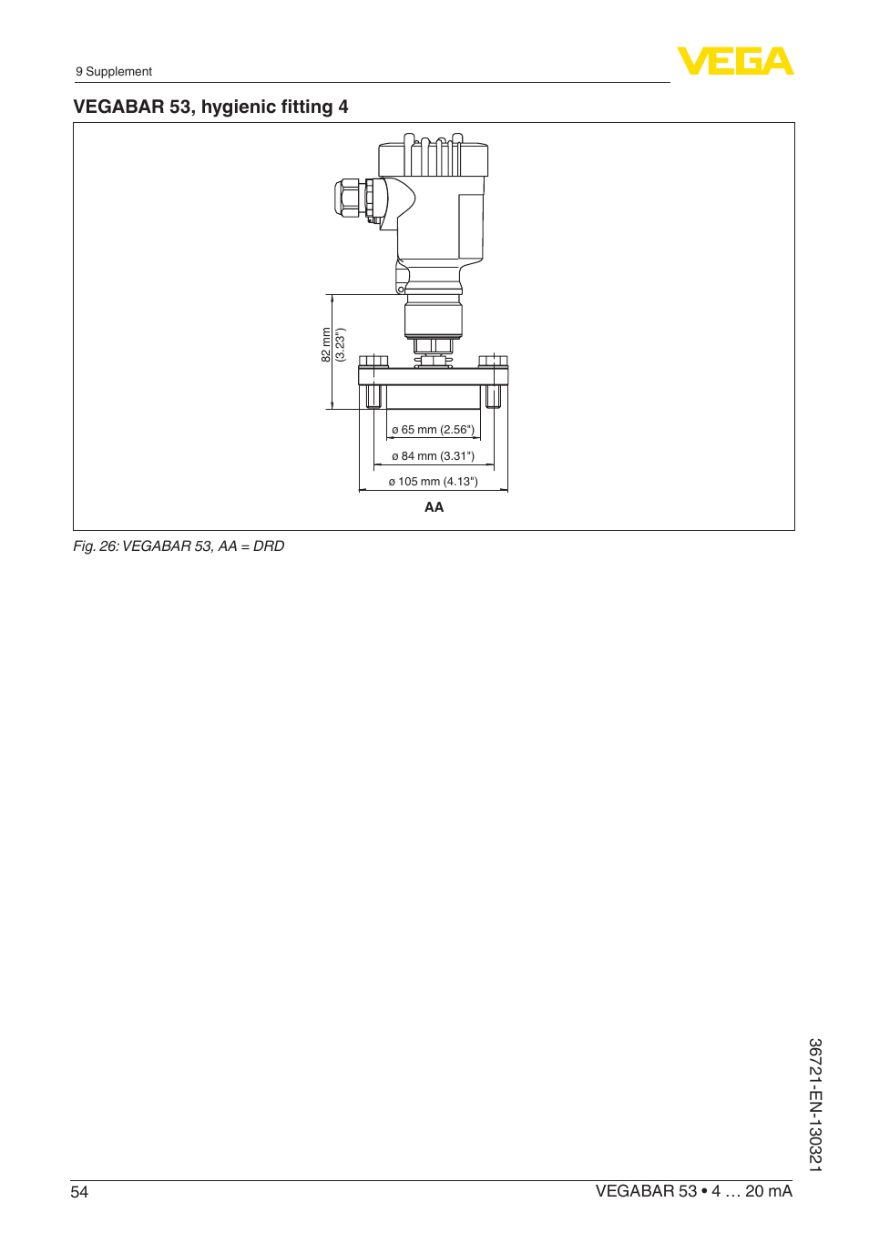 Vegabar 53, hygienic fitting 4 | VEGA VEGABAR 53 4 … 20 mA User Manual | Page 54 / 60