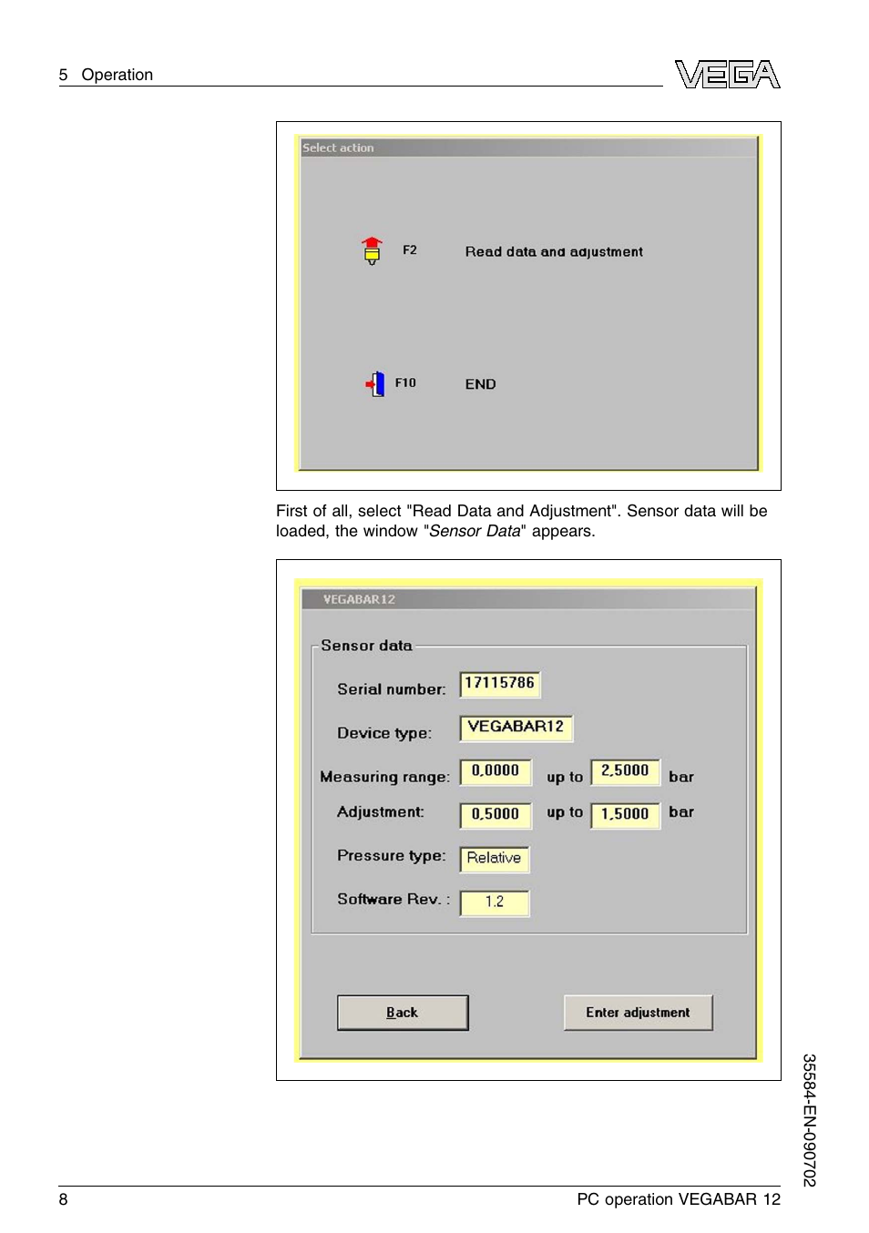 VEGA VEGABAR 12 PC operation User Manual | Page 8 / 16