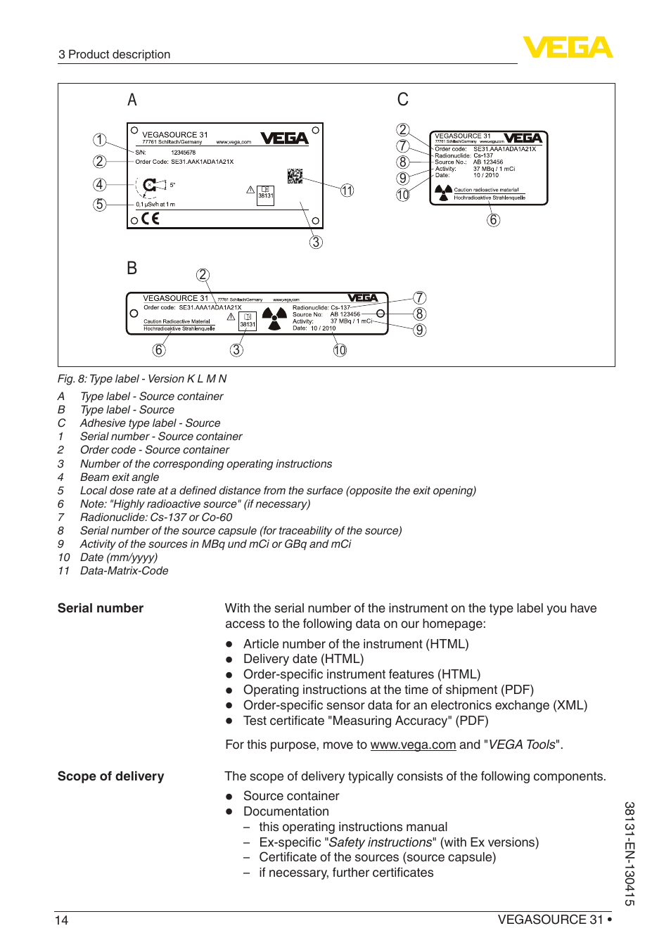 Ab c | VEGA VEGASOURCE 31 User Manual | Page 14 / 64