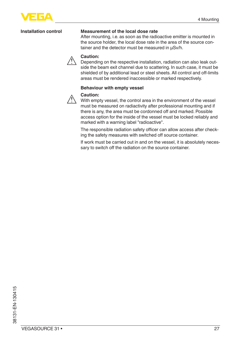 VEGA VEGASOURCE 31 User Manual | Page 27 / 64