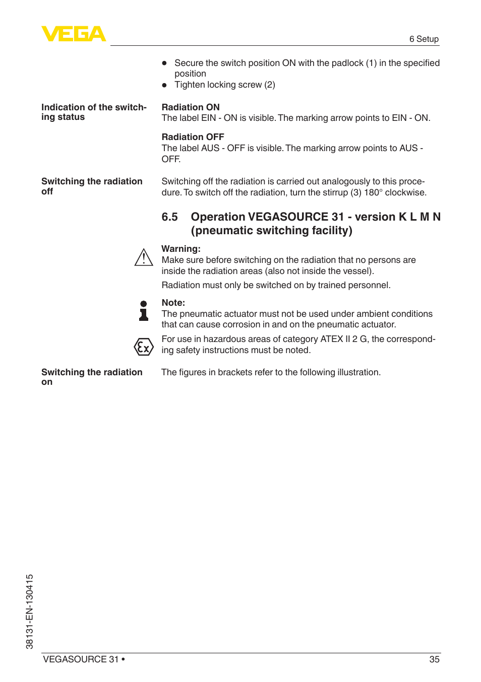 VEGA VEGASOURCE 31 User Manual | Page 35 / 64
