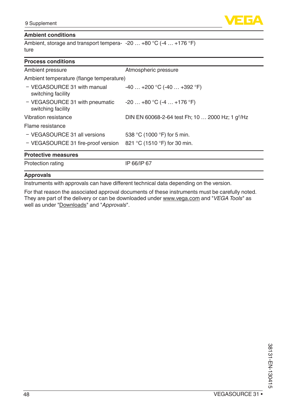 VEGA VEGASOURCE 31 User Manual | Page 48 / 64