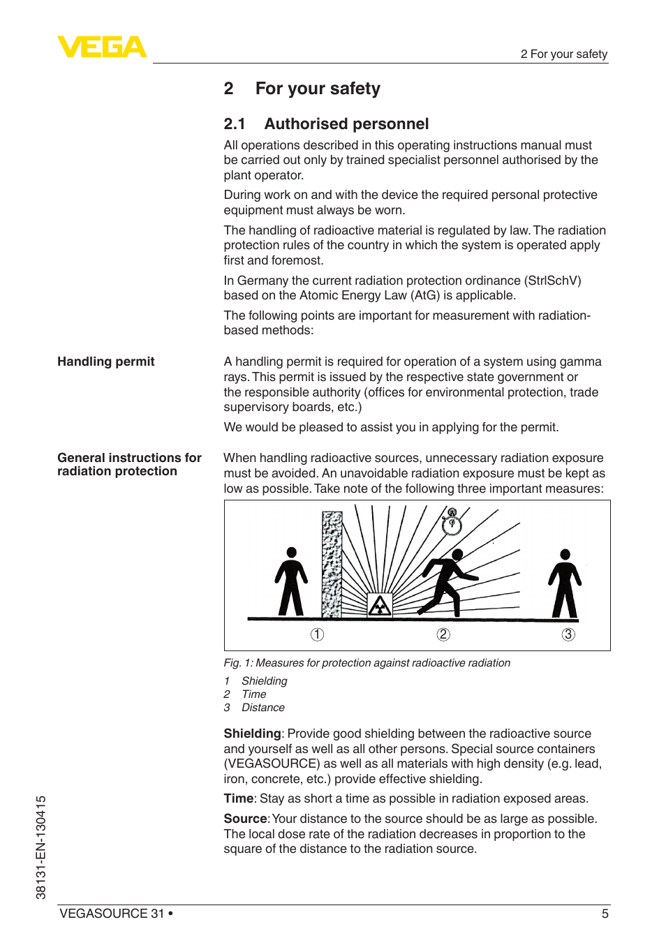 2 for your safety, 1 authorised personnel | VEGA VEGASOURCE 31 User Manual | Page 5 / 64