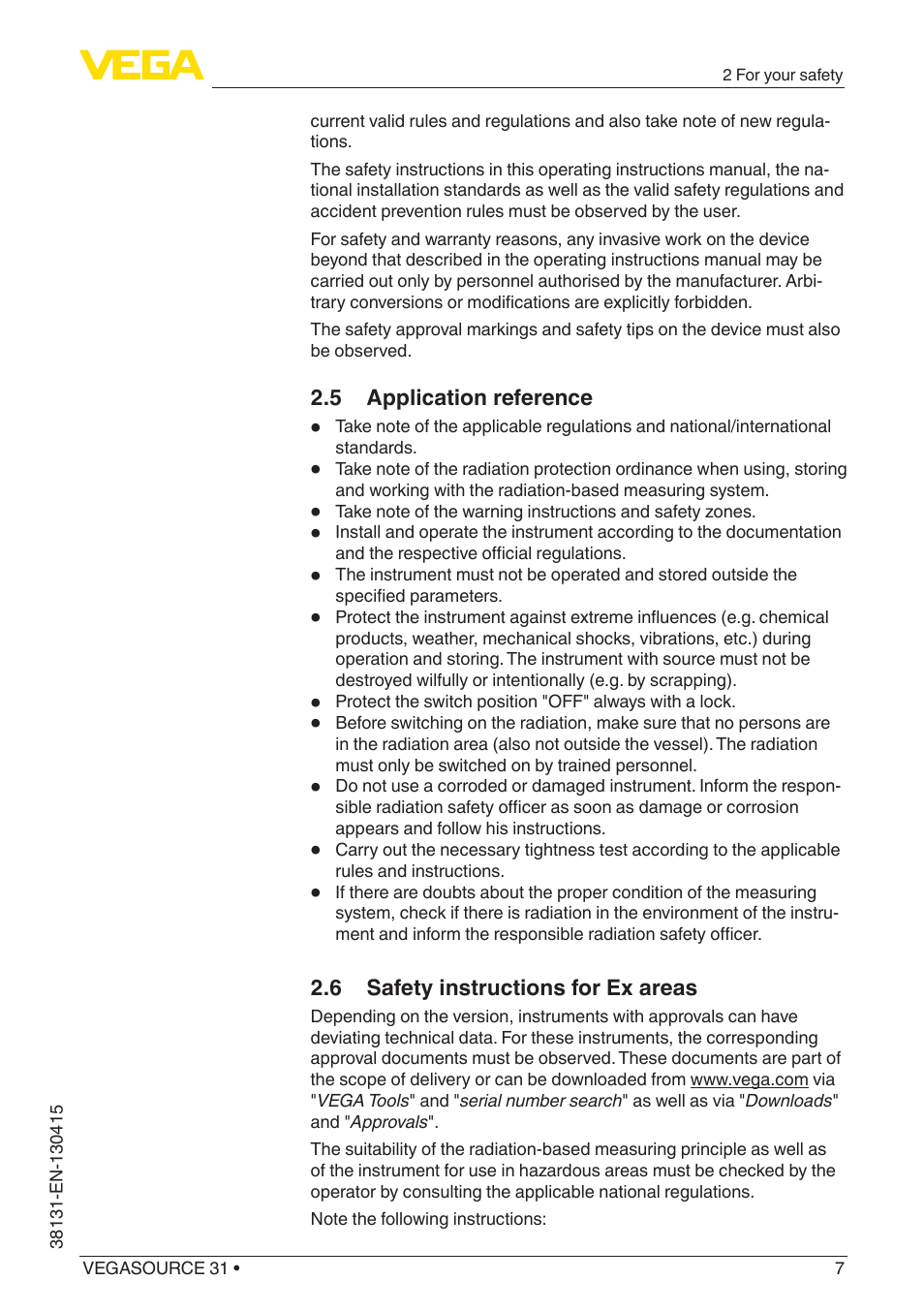 VEGA VEGASOURCE 31 User Manual | Page 7 / 64
