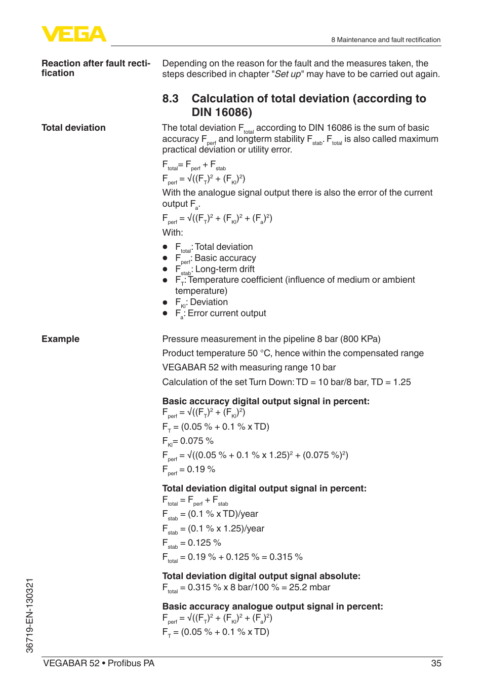 VEGA VEGABAR 52 Profibus PA User Manual | Page 35 / 68