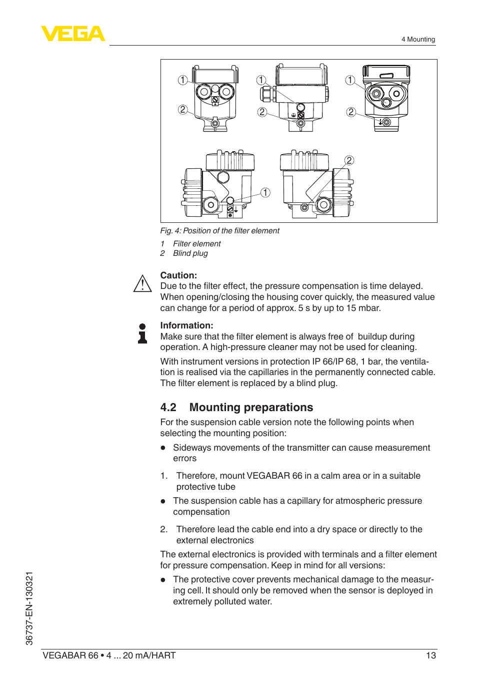 VEGA VEGABAR 66 4 … 20 mA_HART User Manual | Page 13 / 76