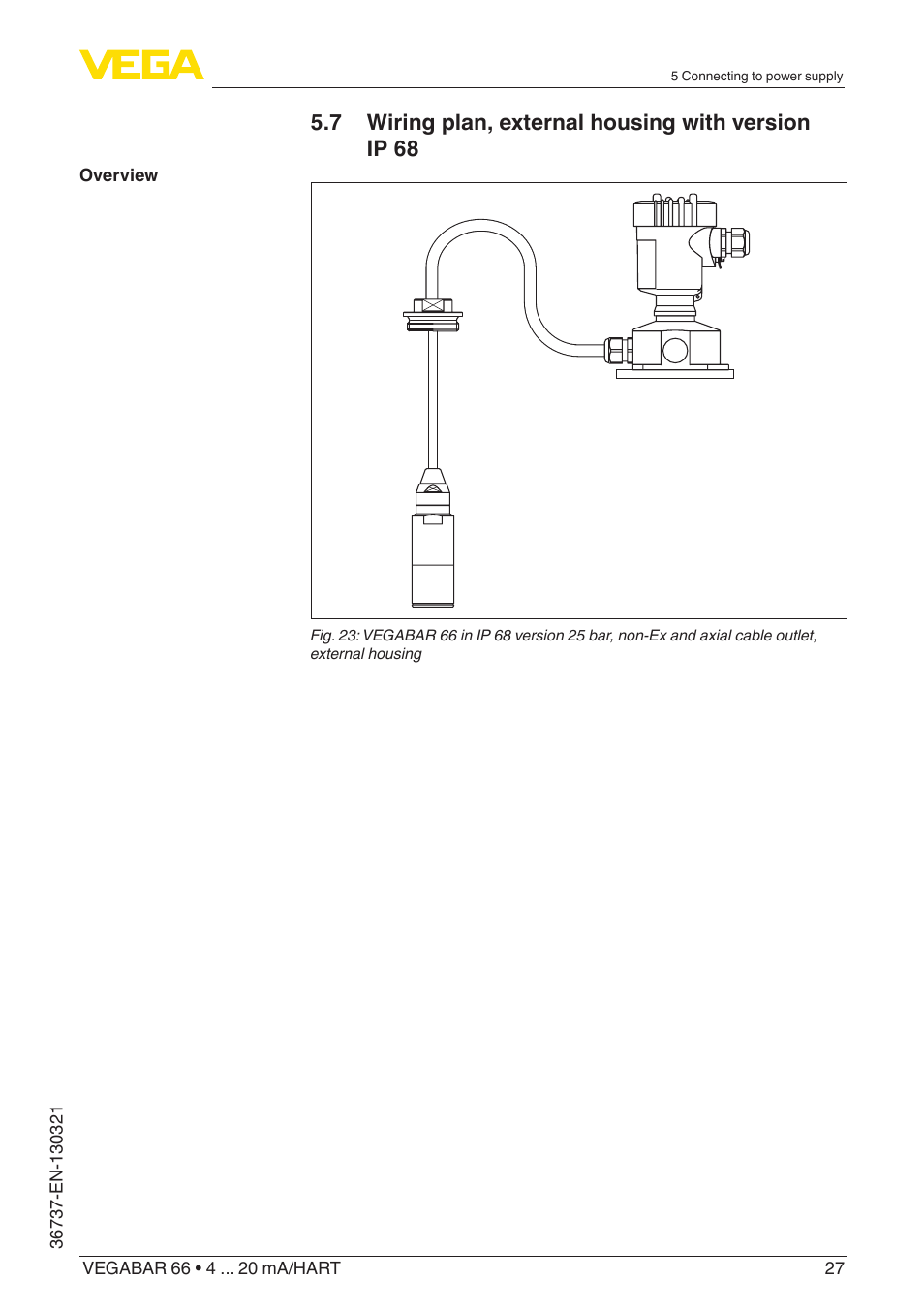 7 wiring plan, external housing with version ip 68 | VEGA VEGABAR 66 4 … 20 mA_HART User Manual | Page 27 / 76