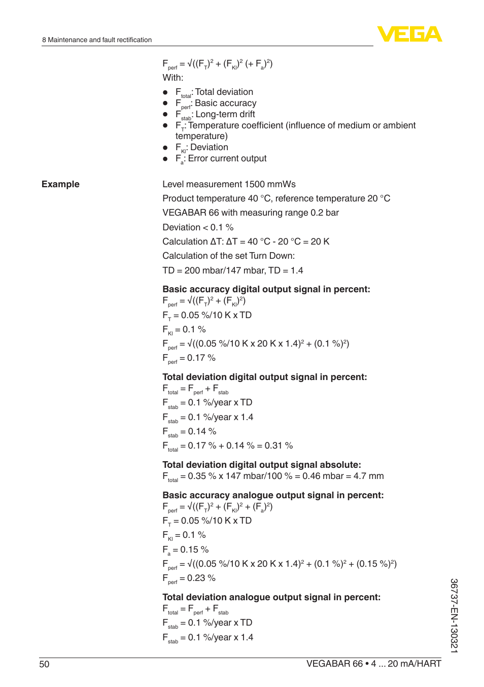 VEGA VEGABAR 66 4 … 20 mA_HART User Manual | Page 50 / 76